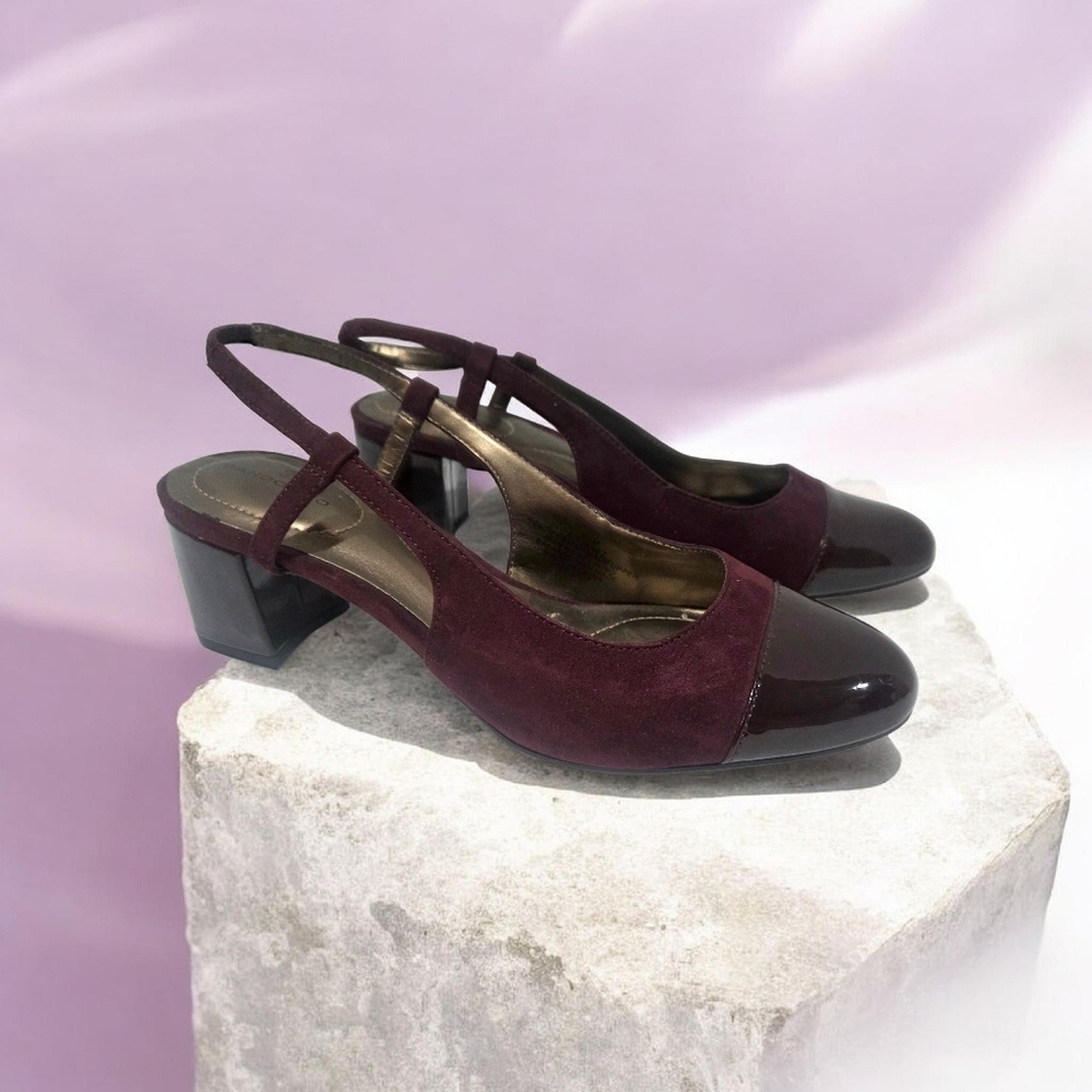 BANDOLINO Elegant Burgundy Women's Block Heel Shoes SIZE 6.5 NWOT.